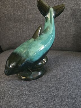 Blue Mountain Whale Figurine in Teal and Dark Green